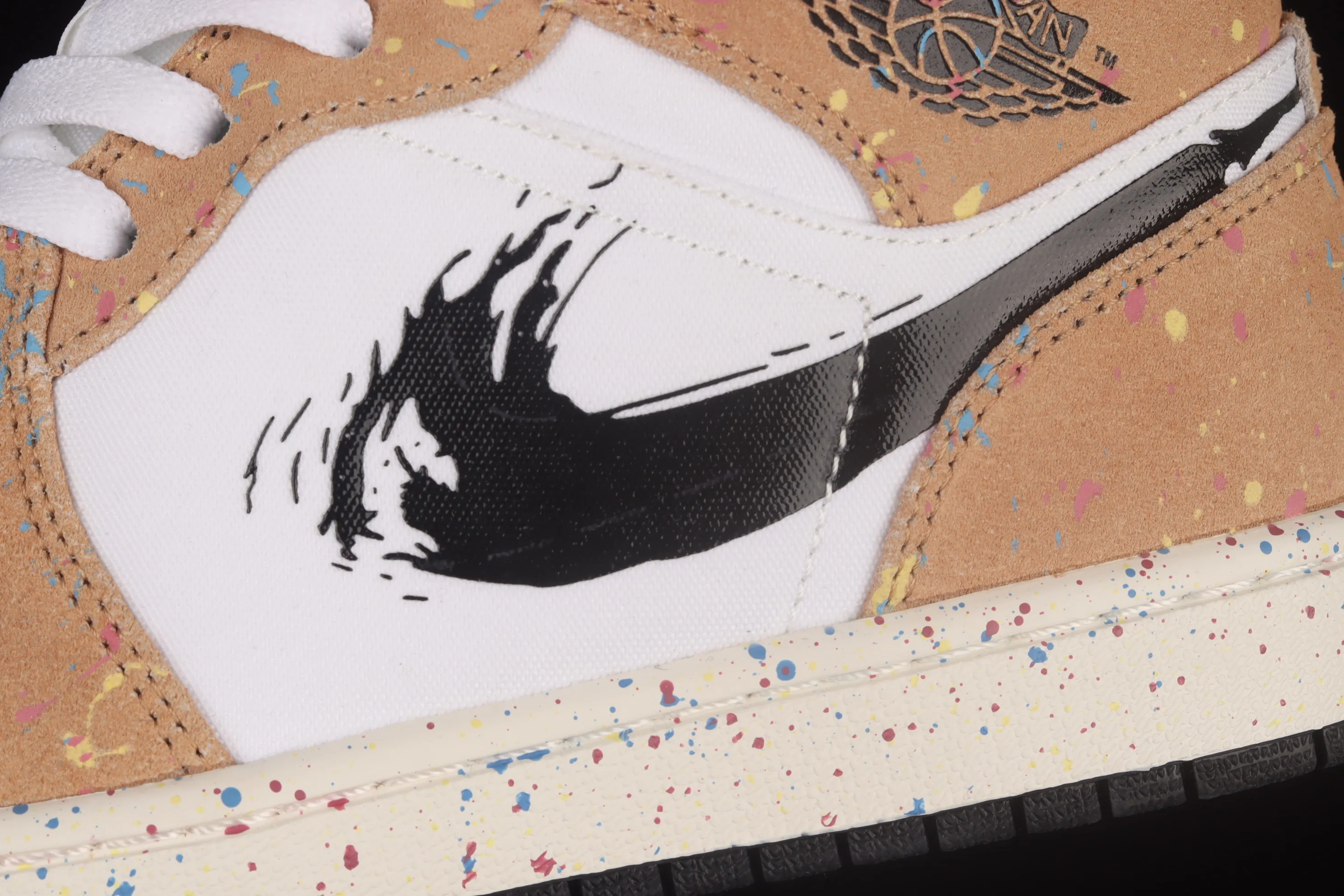All categories Air Jordan Jordan series basketball shoes Air Jordan 1 Mid Air Jordan 1 Mid AJ1 Joe 1 watercolor ink fluorescent Zhongbang basketball shoes DA8005-100